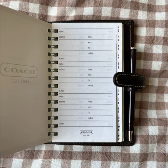 Coach Brown Signature Canvas Address Book Pen Small Agenda Y2K - Picture 4 of 8